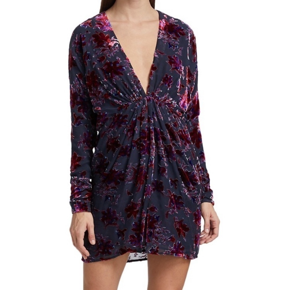 Rag & Bone Eloise Floral Gathered Devor-Velvet Mini Dress 00 Prom Mob Wife Nwt